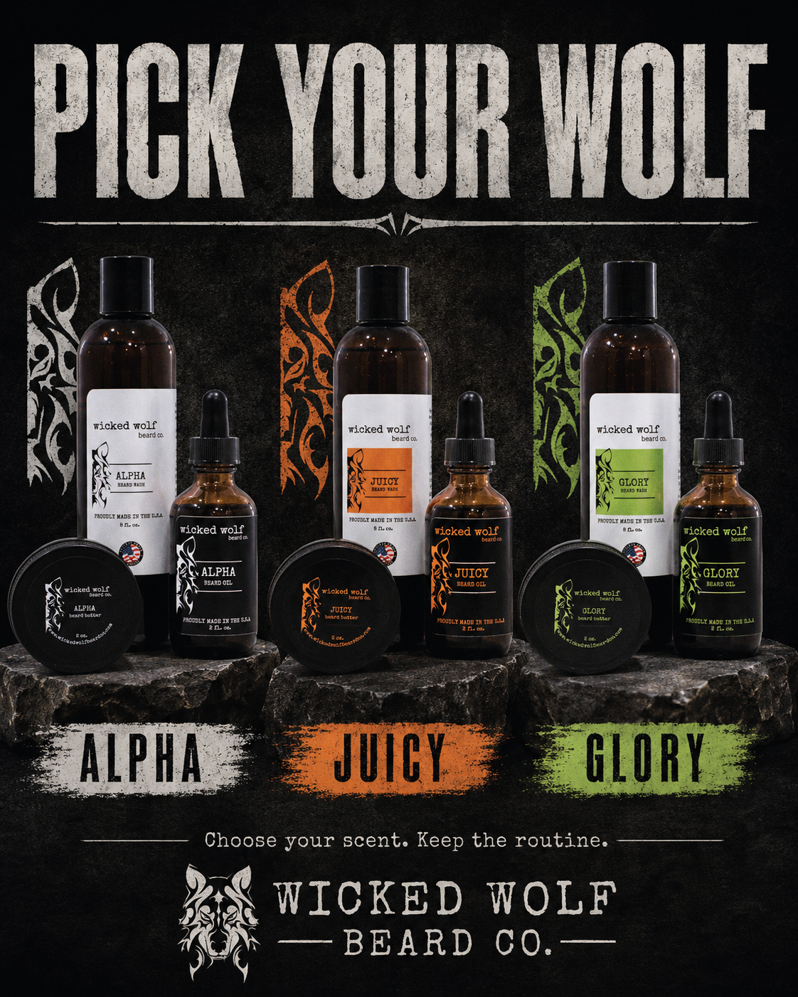 Wicked Wolf Pack | Complete Beard Care Kit (Wash, Oil & Butter)