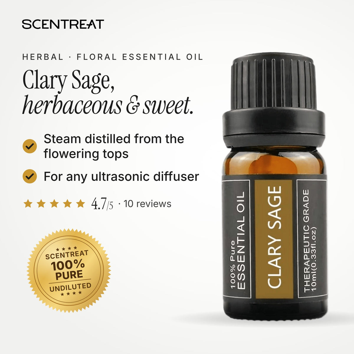 100% Pure Clary Sage Essential Oil